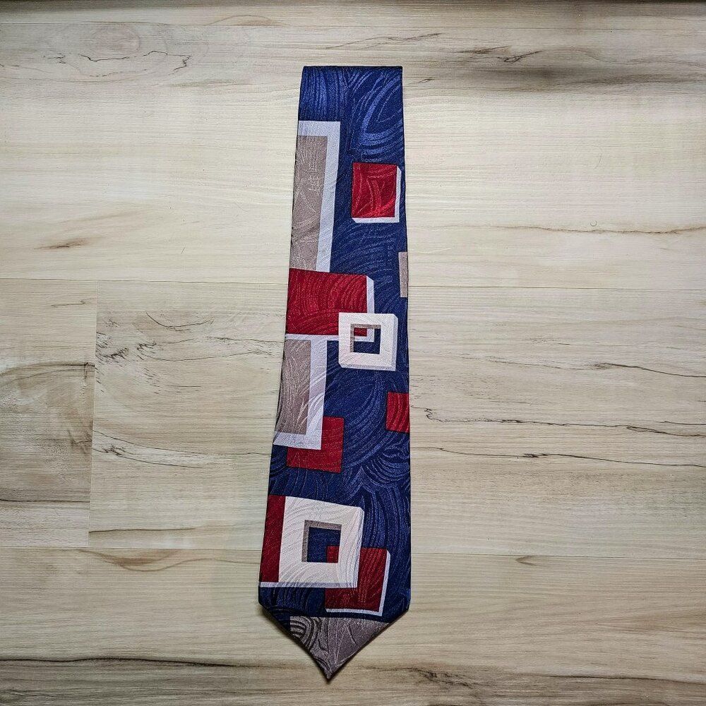 Vintage Oscar de la Renta 100% Silk Geometric Men's Tie - Picture 3 of 8